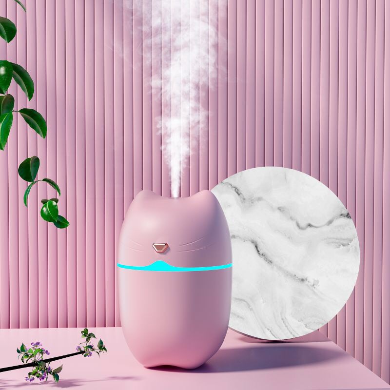 Đèn Xông Tinh Dầu Mini Mèo Humidifier Cho Phòng Ngủ &amp; Trên Ôtô Khuếch Tán Tinh Dầu Phun Sương Tỏa Hương Đuổi Muỗi