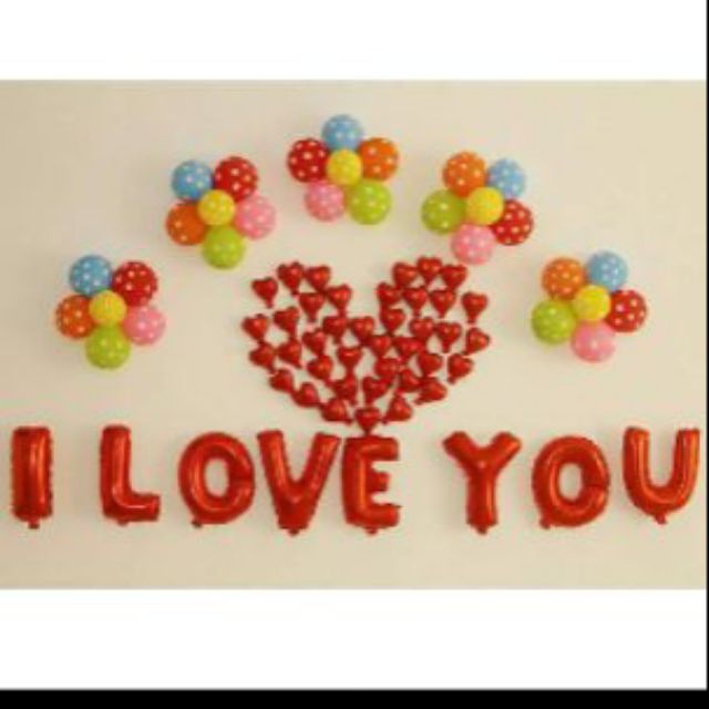 Set bóng trang trí ngày cưới i love you
