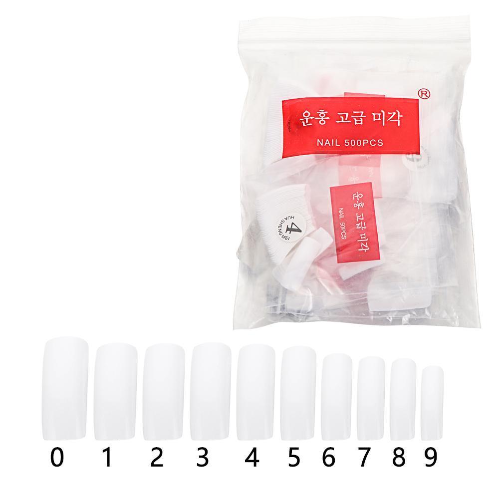 Bộ 500 Móng Tay Giả Trong Suốt 9 Phong Cách Tự Nhiên EUCA