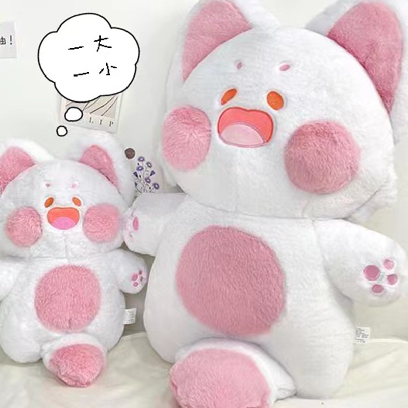 Gấu bông mèo dudu dễ thương má hồng mềm mại nhồi bông cho bé
