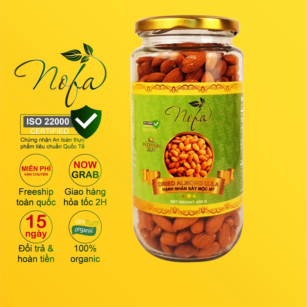 Hạnh nhân sấy nguyên vị NOFA thơm giòn 600g, Giảm cân, Ăn Kiêng, Keto - Nhập khẩu Mỹ | BigBuy360 - bigbuy360.vn