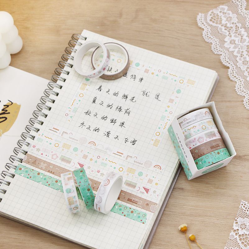 Set 5 cuộn băng dính trang trí washi tape