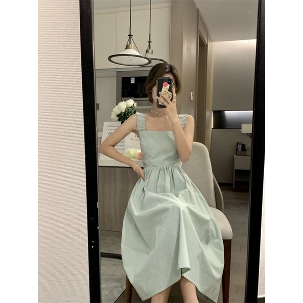 Đầm hai dây NZN dáng dài kiểu dáng đơn giản phong cách Hàn Quốc có 3 màu tùy chọn