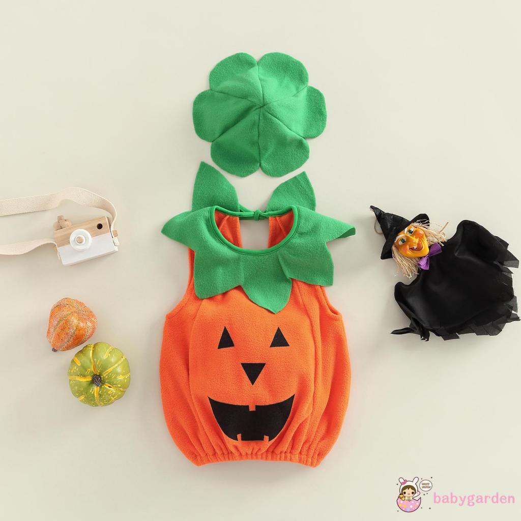 Áo Tank Top Sát Nách + Nón Phong Cách Halloween Đáng Yêu Cho Bé 0-3 Tuổi
