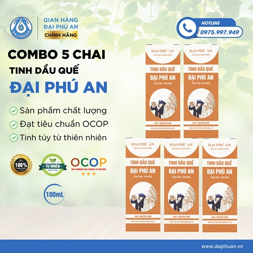 [COMBO] 5 CHAI TINH DẦU QUẾ NGUYÊN CHẤT ĐỖ GIA  - MỘT SẢN PHẨM CỦA ĐẠI PHÚ AN