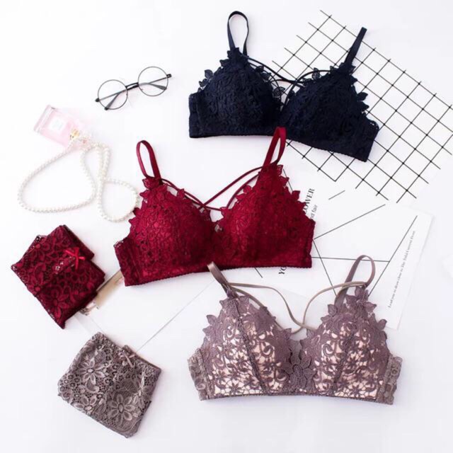 ( Anannshop ) Bộ đồ lót ren quyến rũ không gọng mút mỏng cao cấp | BigBuy360 - bigbuy360.vn