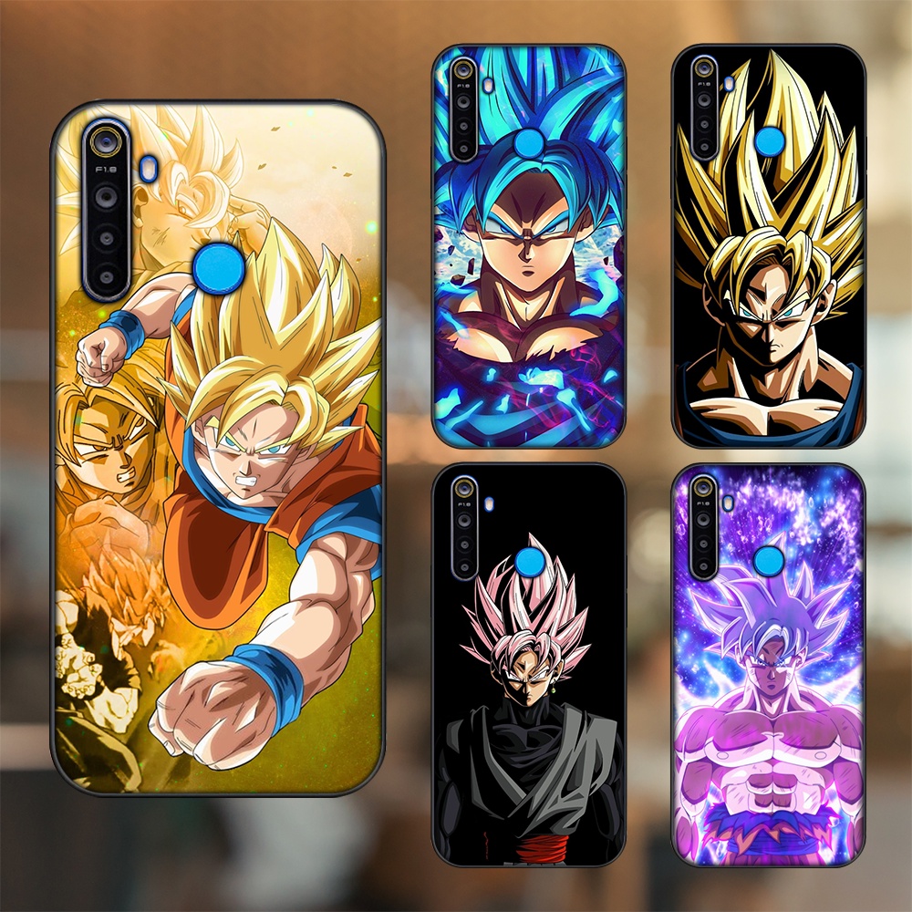 Ốp lưng Realme 5, 5 Pro viền đen in hình Goku Dragon Ball