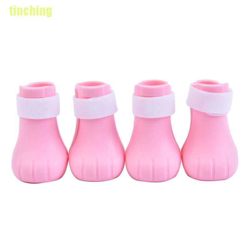 Bộ 4 Vỏ Bọc Giày Bằng Silicon Mềm Có Thể Điều Chỉnh Hình Bàn Chân Mèo Bảo Vệ Thú Cưng