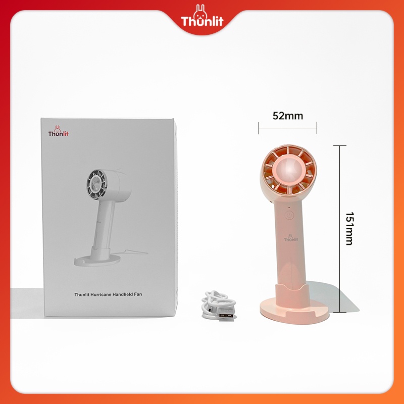 Quạt cầm tay Thunlit Hurricane dáng thẳng để bàn 1200mAh có thể sạc lại 3 tốc độ gió