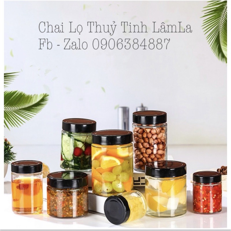 Hũ Thuỷ Tinh Tròn Dáng Cao Nắp Thiếc Dày 100ml 180ml 380ml 500ml