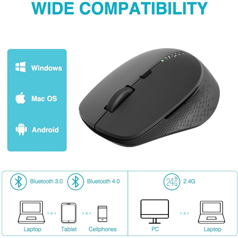 Chuột Không Dây Rapoo M300G/M275 Kết Nối Bluetooth 3.0 / 4.0 RF 2.4GHz Nhiều Chế Độ Không Gây Tiếng Ồn