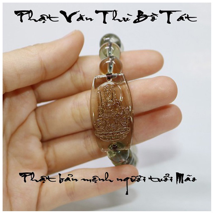 Vòng tay phật Văn Thù Bồ Tát cao cấp - Bản mệnh người tuổi Mão - TẶNG kèm dây sâu vòng dự phòng không vừa tay