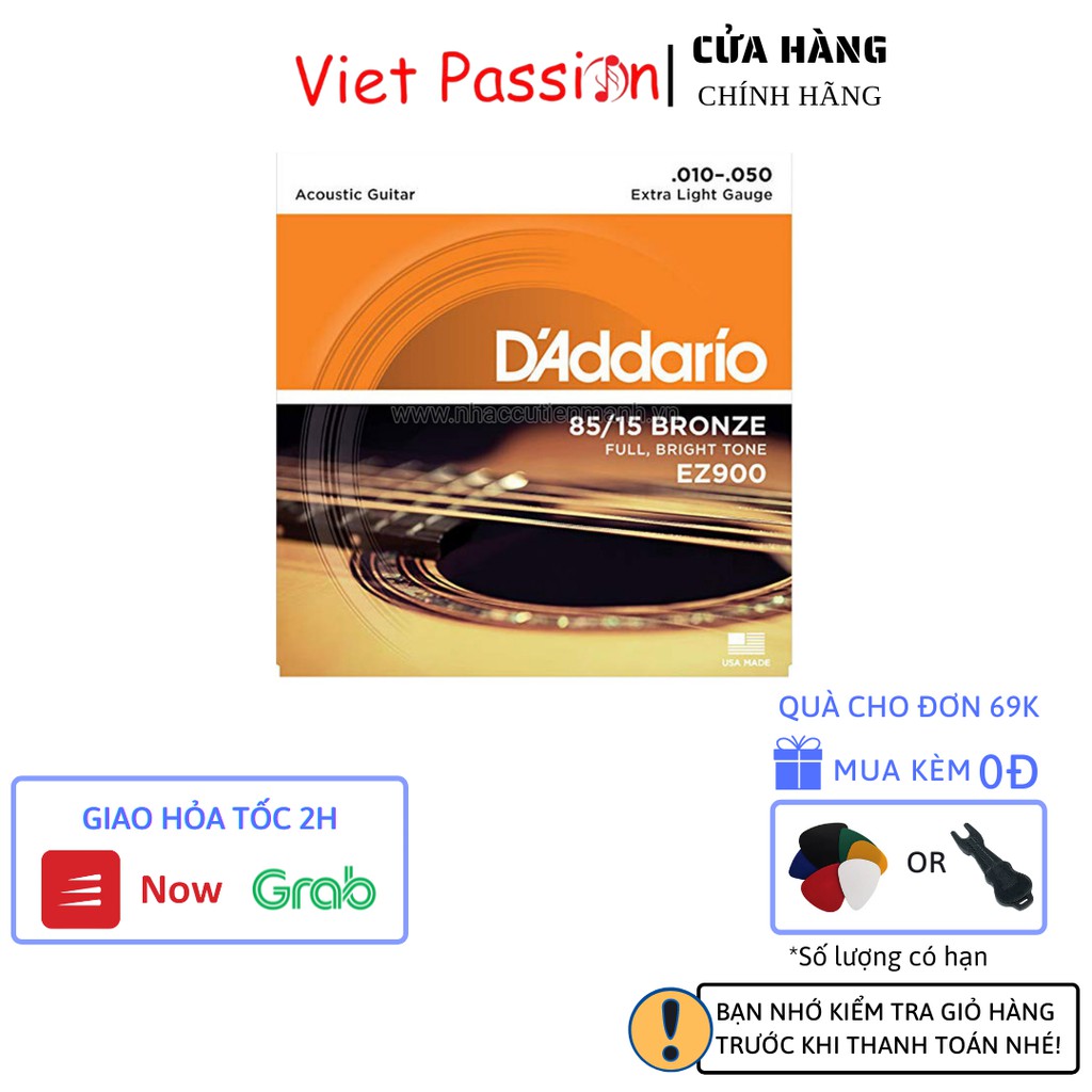 Dây đàn guitar acoustic D'addario EZ900 dây guitar sắt chất lượng Viet Passion