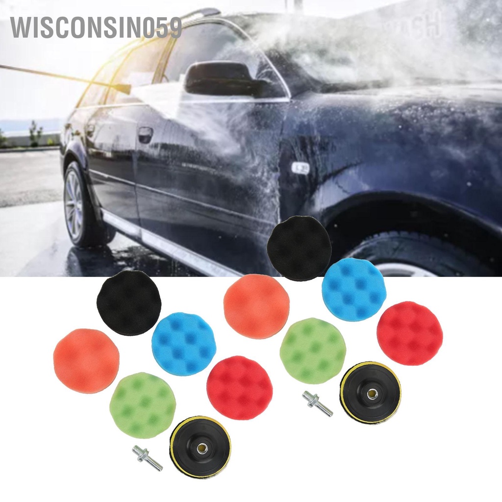 Wisconsin059 2 Bộ Bọt Biển Đánh Bóng 3in 5 Màu Đệm với Thanh Kết Nối Máy Khoan Điện c