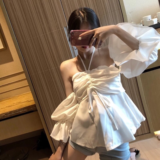 ÁO TRỄ VAI TAY BỒNG RÚT NGỰC CỰC XINH