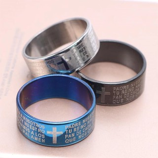 [Chỉ 25k] Nhẫn Khắc Kinh Lạy Cha và Thánh Giá Chất Liệu Titan Không Rỉ, Không Dị Ứng (tặng 1 móc khóa gỗ độc lạ)