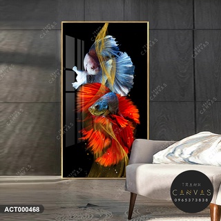 Tranh canvas khổ dọc chủ đề cá