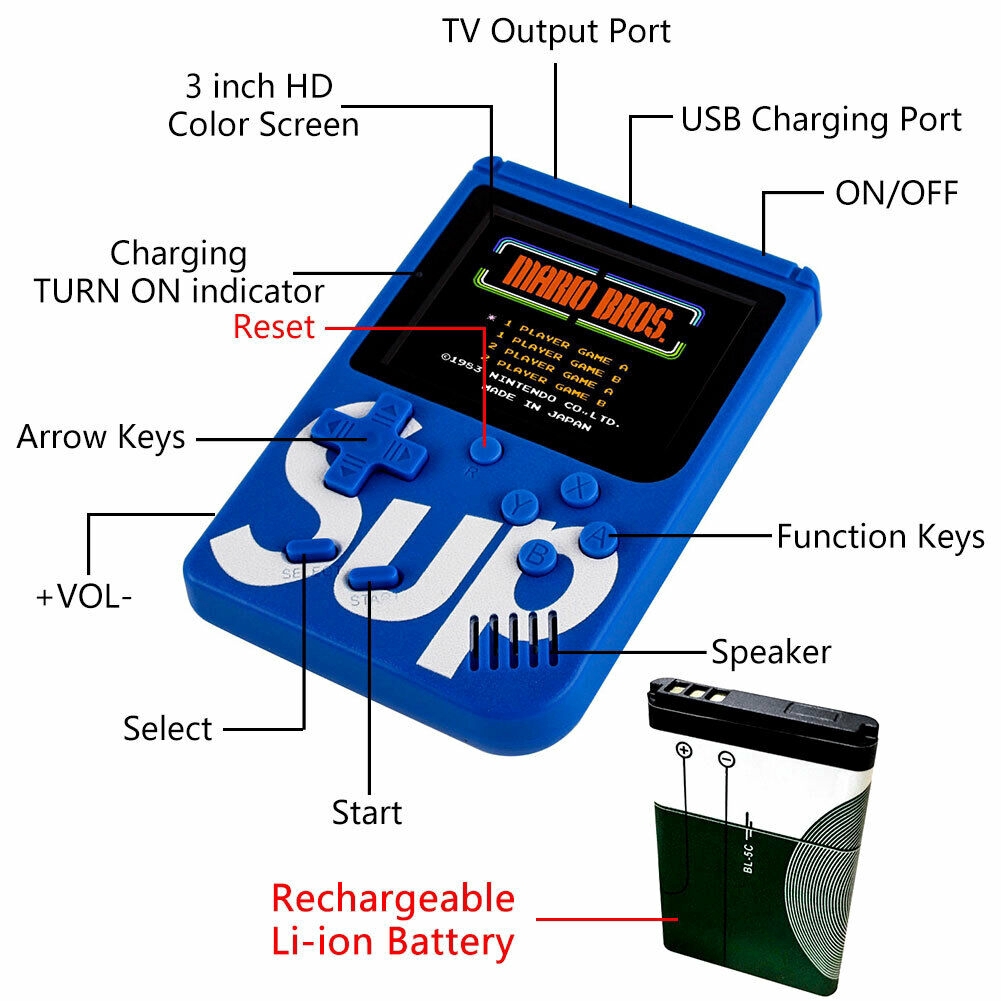 Máy điện tử cầm tay Game SUP 3.0inch kiểu cổ điển có tích hợp 400 Game In 1 Retro trò chơi | BigBuy360 - bigbuy360.vn