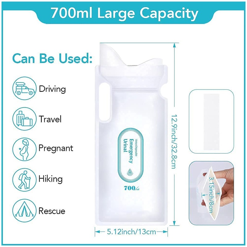 Bộ 4 Túi Đi Vệ Sinh Khẩn Cấp 700ml Dùng Một Lần Tiện Dụng Mang Theo Du Lịch