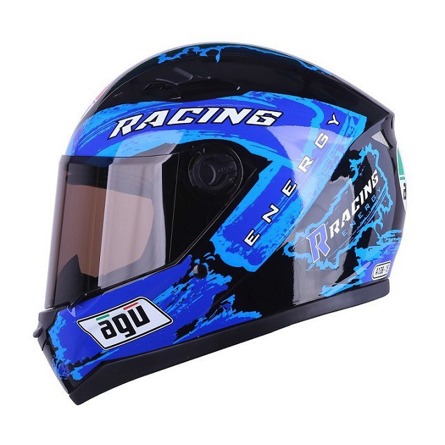 Mũ Bảo Hiểm Fullface AGU Tem Racing 15 - MŨ FULLFACE TẶNG CẶP SỪNG+ đuôi gió - SỐ LƯỢNG CÓ HẠN - ASA HELMETS