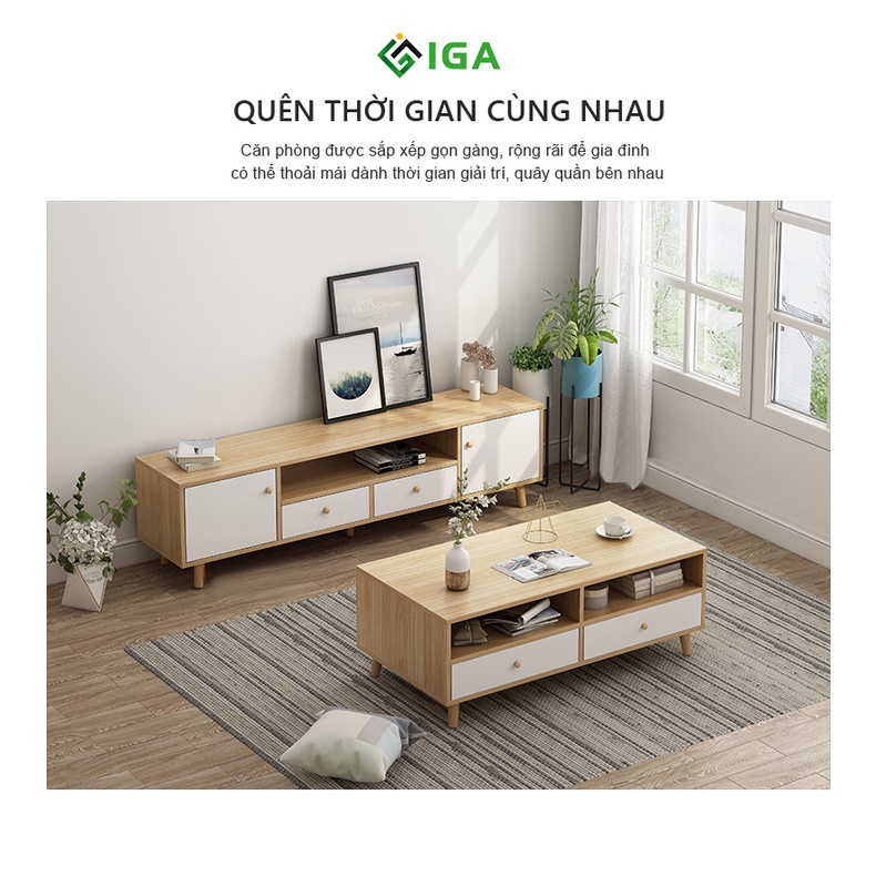 Bàn trà sofa, bàn trà gỗ kết hợp ghế sofa phong cách Nordic - GP169