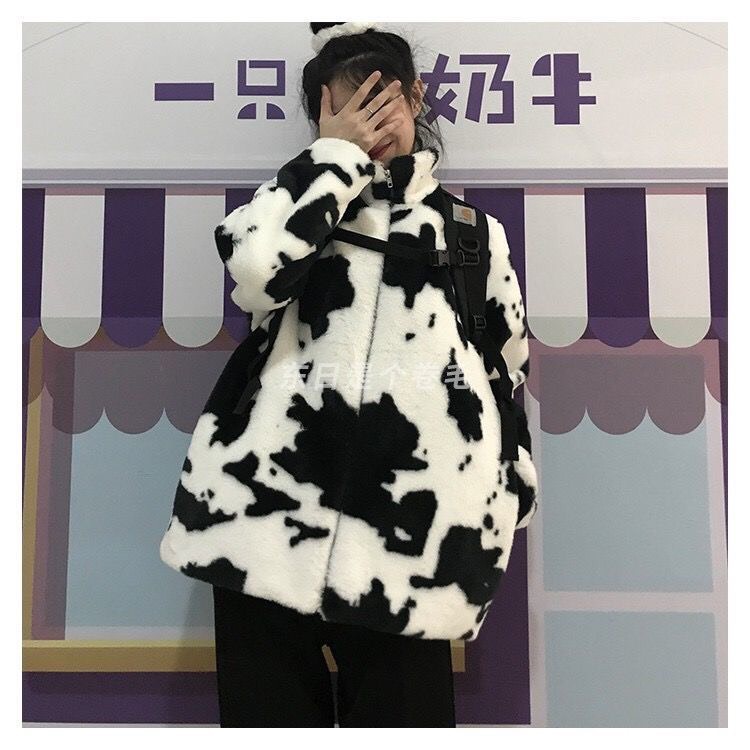 Áo Khoác Polo Bò Sữa Lông Ulzzang Unisex