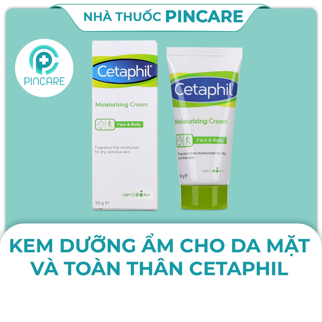 Kem dưỡng ẩm Cetaphil Moisturizing Cream Face&amp;Body 50g mềm da cho mặt và toàn thân - Hàng chính hãng - Nhà thuốc PinCare