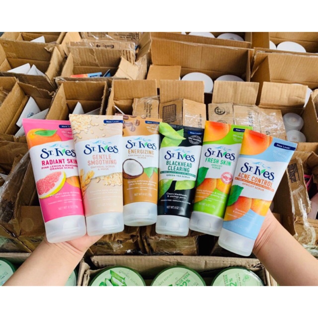 Sữa rửa mặt tẩy tế bào chết STIVES Trà xanh/Cam Chanh/Trái Mơ/Lúa Mạch 170g -Sửa rửa mặt