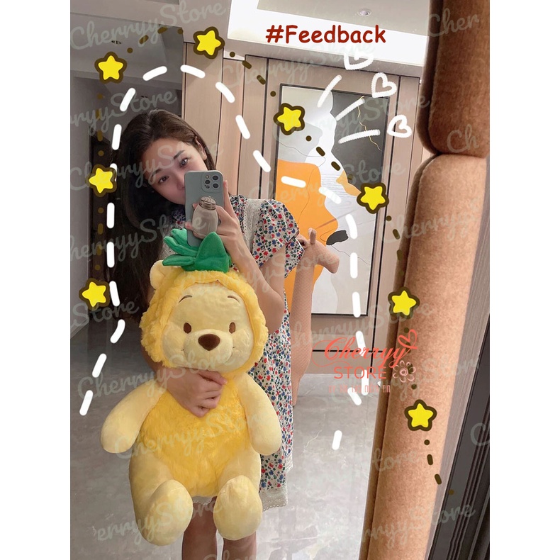Gấu Pooh dứa dễ thương, gấu Winnie The Pooh trái dứa làm quà tặng trang trí size 30cm-105cm