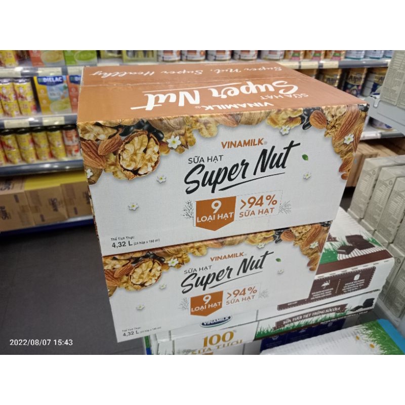 HSD10.06.2024Thùng 24 hộp Sữa 9 Loại Hạt Supper NUT Vinamilk Ít Đường hộp 180ml