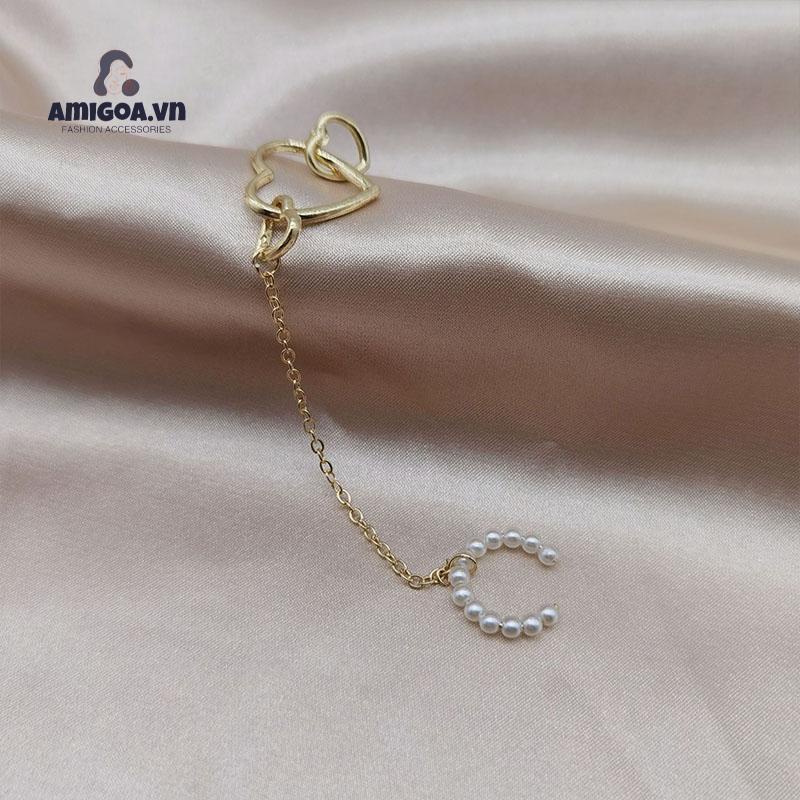 ✨✨Khuyên Kẹp Vành Tai Tua Rua Hình Trái Tim Thời Trang Cho Nữ