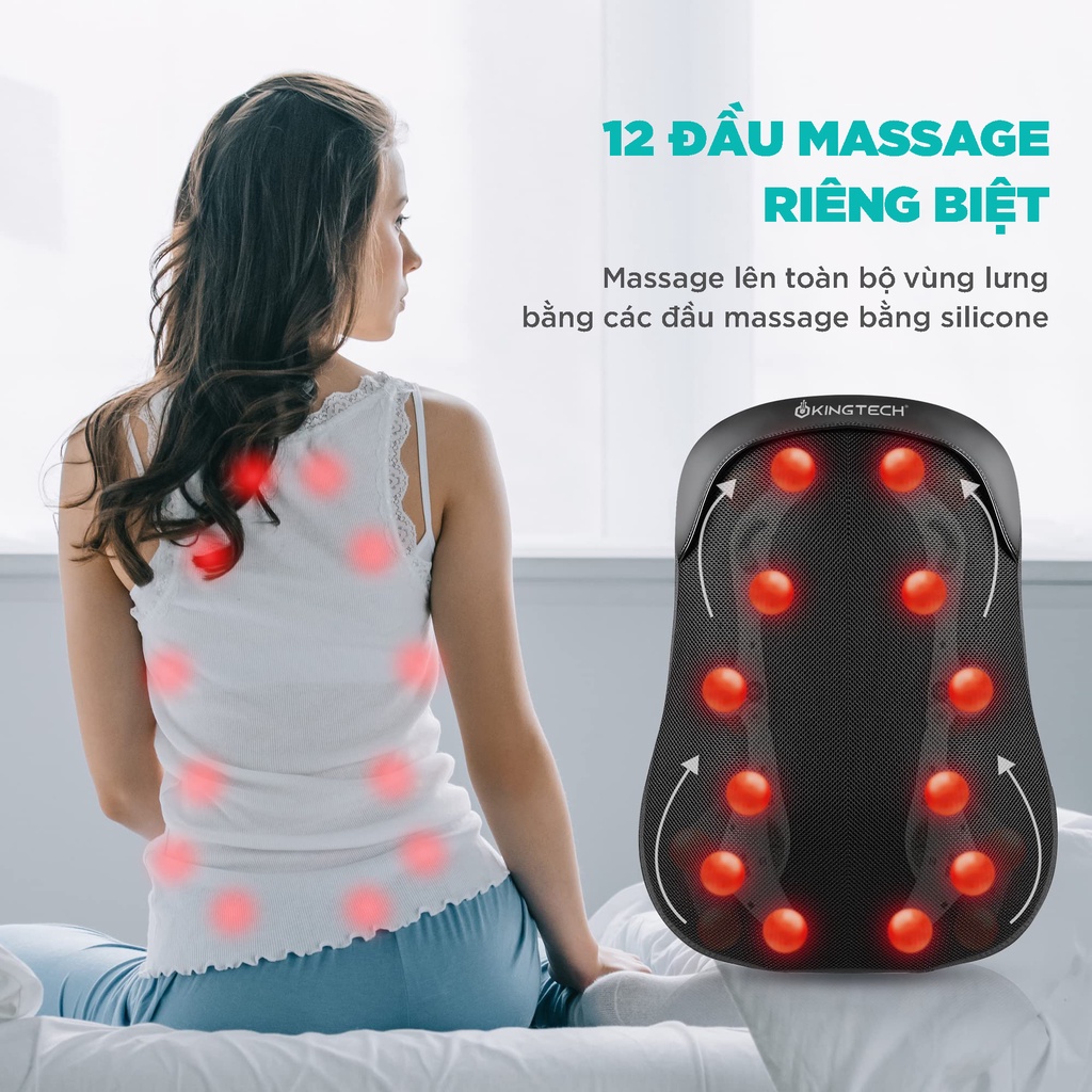 Đệm Massage Lưng Cao Cấp KINGTECH KC-300 - Công Nghệ Mát Xa Chuyên Sâu 2D-3D Kết Hợp Nhiệt Hồng Ngoại - Chính Hãng