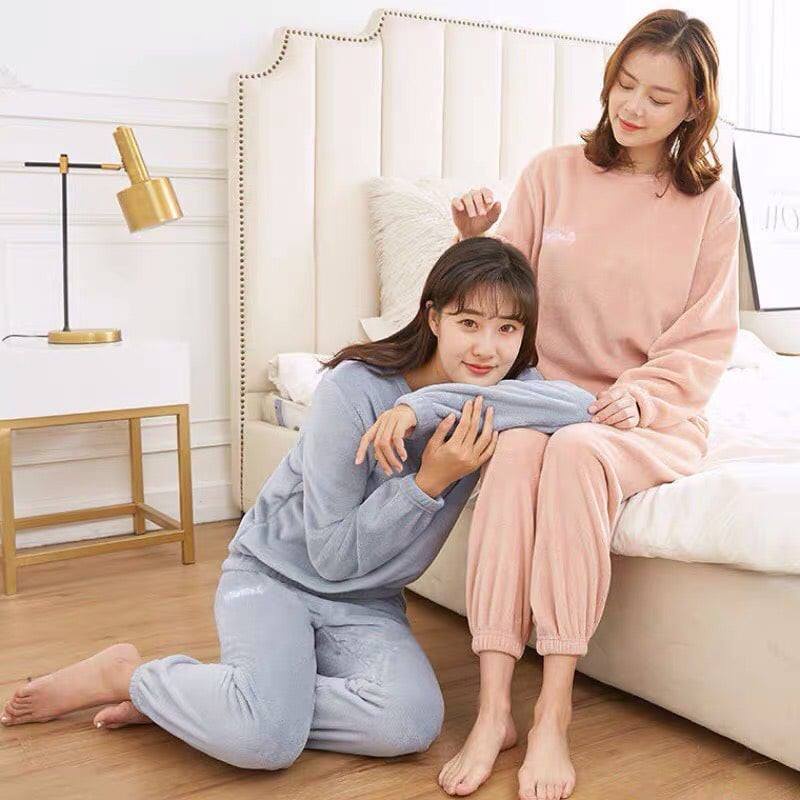 Bộ đồ ngủ thu đông, Quần lông bo gấu nặng siêu ấm hàng chuẩn Quảng Châu D' studio [HÀNG XỊN]