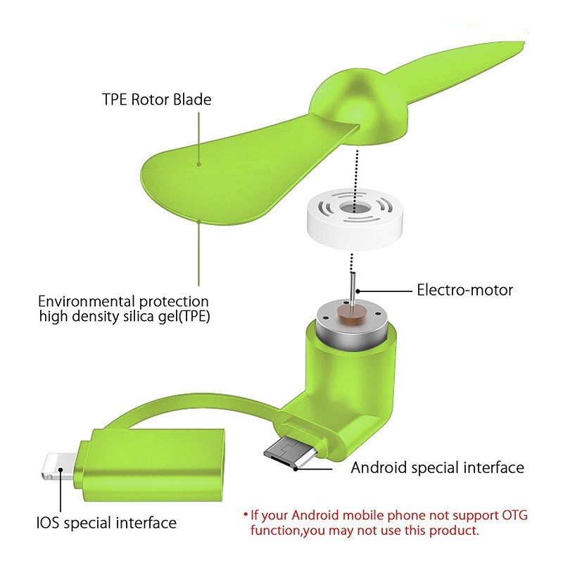 Quạt Usb Mini 2 Trong 1 Gắn Điện Thoại Tiện Dụng