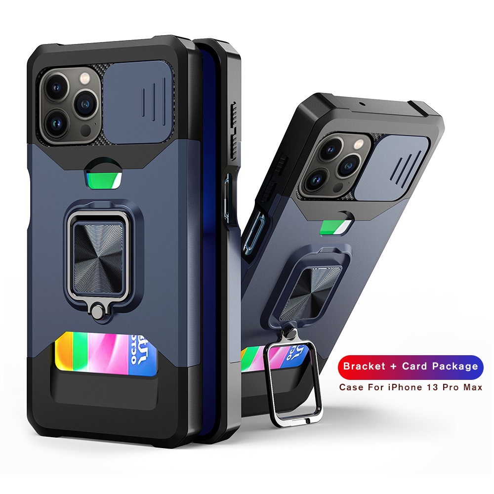 Ốp Điện Thoại Kiểu Giáp Chống Sốc Kèm Giá Đỡ Nhẫn Từ Tính Gắn Xe Hơi Cho iPhone 11 12 13 14 Pro XS Max XR 14