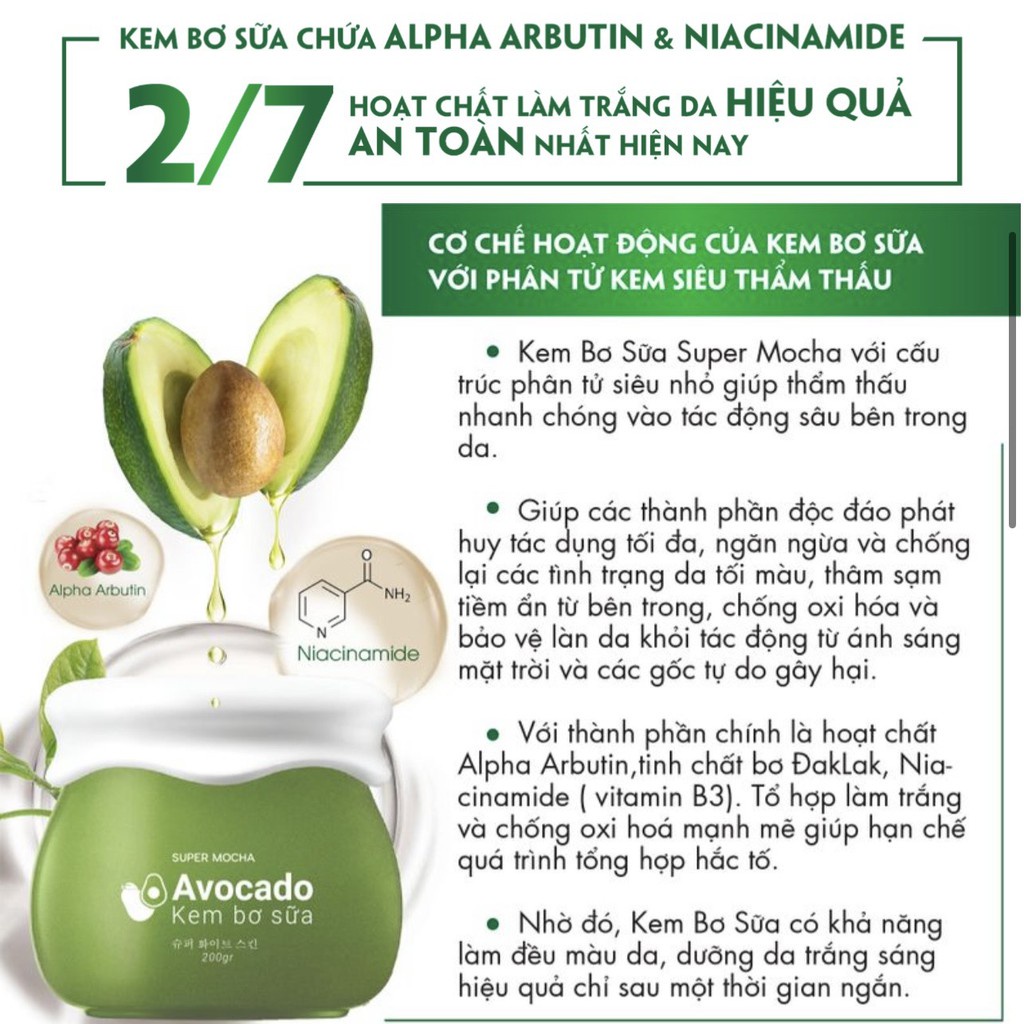 KEM BODY BƠ SỮA AVOCADO MOCHA CHÍNH HÃNG