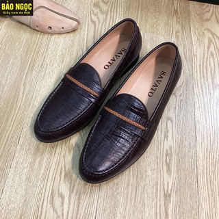 {VIDEO} Giày Lười Nam Sần Nâu Thời Trang- Chất Da Bò 100%, Đế Cao Su Đúc Nguyên Khối Chắc Chắn Cao 3cm - Mã K368