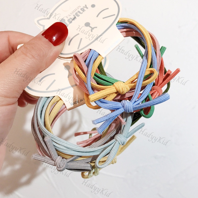 Chun buộc tóc sắc màu cho bé vỉ 6 thun cột tóc HadyyKids CH16 dễ thương phong cách Hàn Quốc
