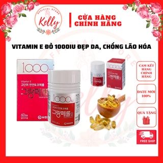 VITAMIN E ĐỎ HÀN QUỐC 1000IU HỘP 60 VIÊN ĐẸP DA CHỐNG LÃO HÓA KÉO DÀI TUỔI THANH XUÂN HÀNG NHẬP KHẨU CHÍNH HÃNG