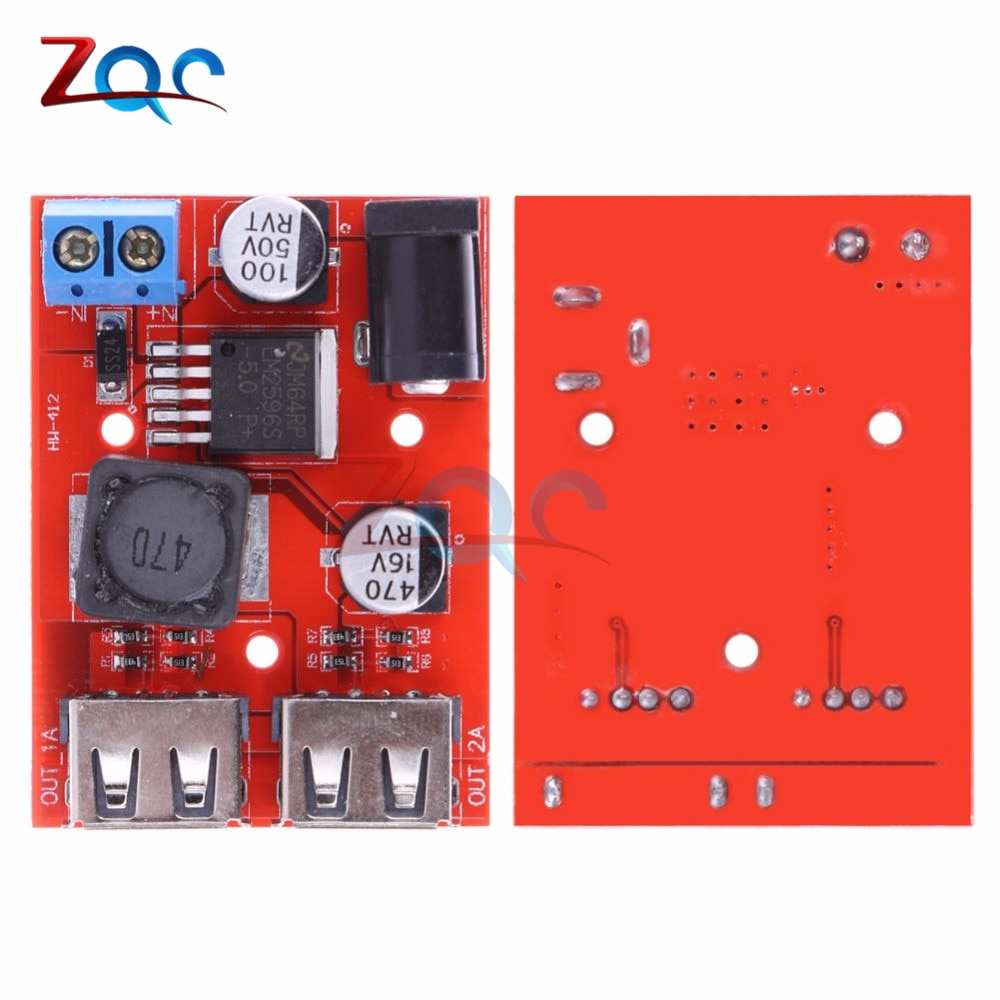 Bảng Mạch Hạ Áp LM2596 Dual USB DC-DC 9V 12V 24V 36V Xuống 5V 3A