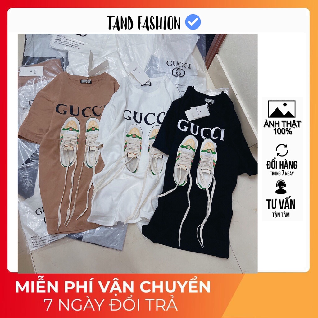 Áo thun Gucc-i in hình Đôi Giày buộc dây,Áo phông unisex nam nữ form rộng oversize chất liệu cotton chất mịn thoáng mát.