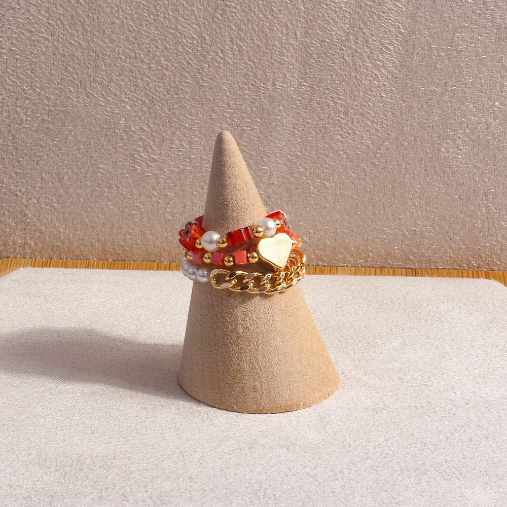 Nhẫn Đính Hạt Hình Hoa / Trái Tim Phong Cách Bohemia Dễ Thương Cho Nữ