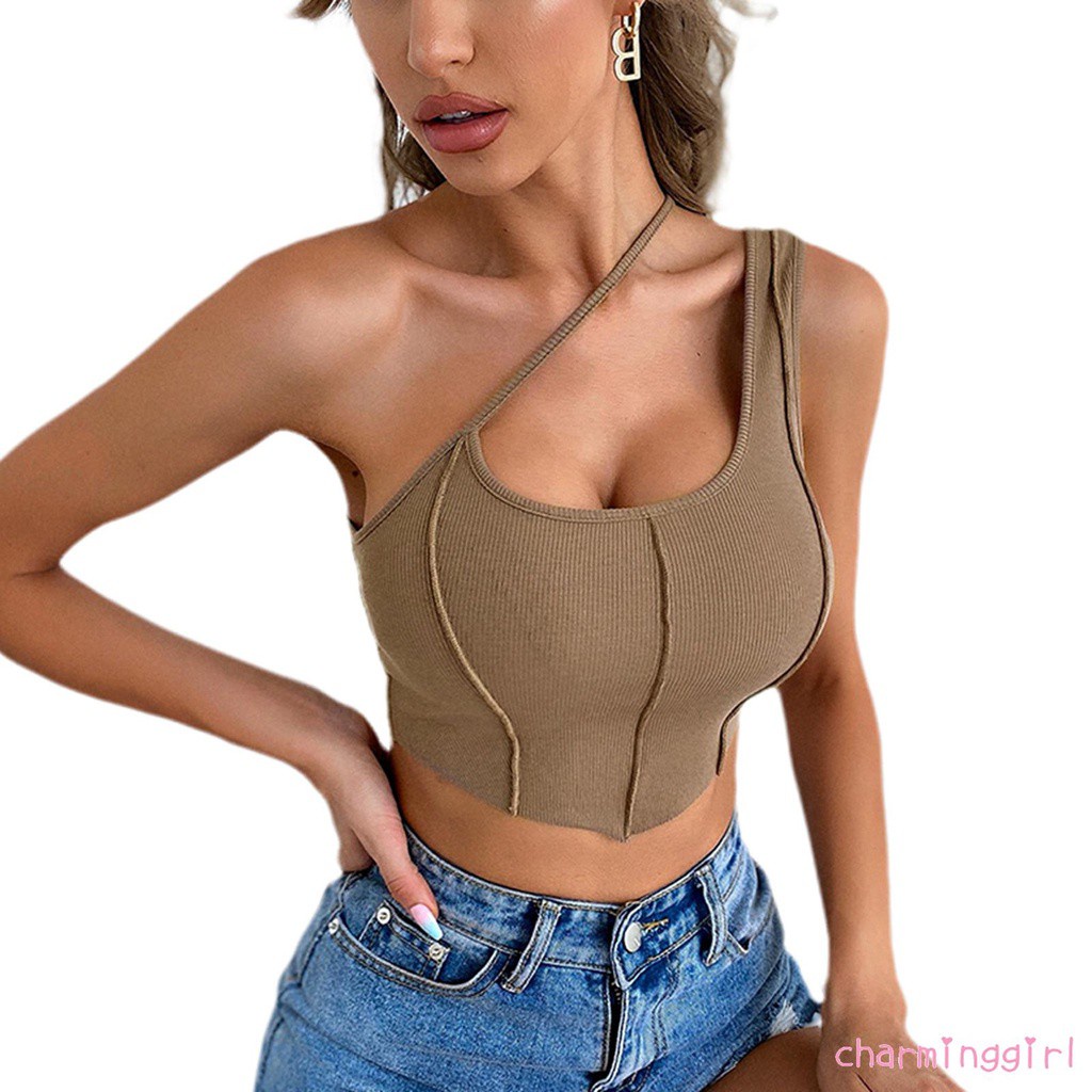 Áo hai dây màu trơn thiết kế khoét lỗ thời trang mùa hè cho nữ