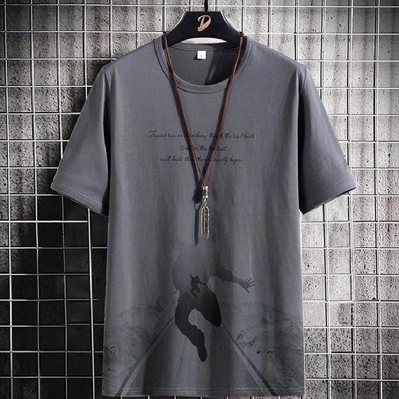 Bộ Đồ Thể Thao Áo Thun Cổ Thuyền Dáng Rộng In Họa Tiết Thời Trang Mùa Hè Cho Nam Cỡ Lớn [M-3XL]