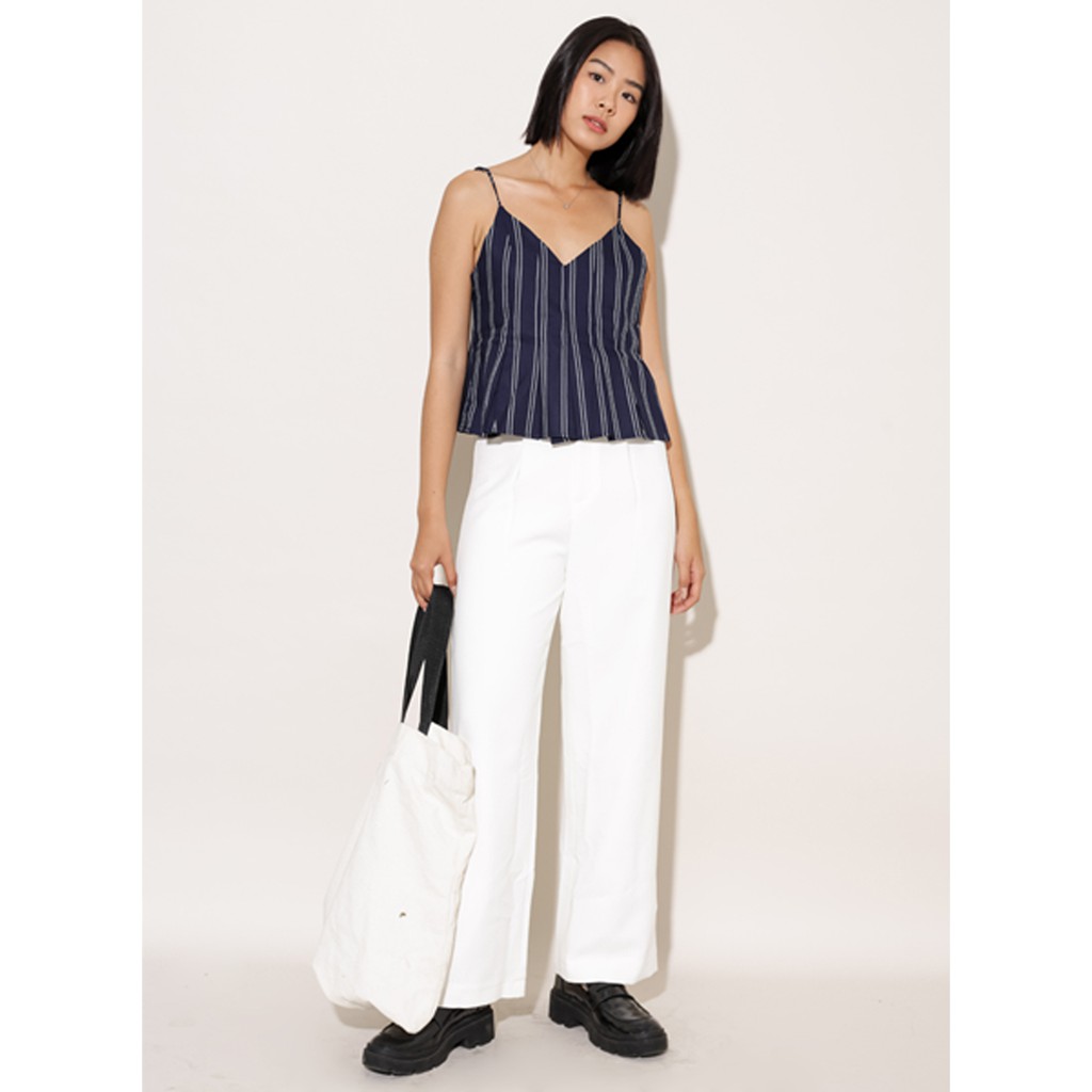 Quần dài ống suông thời trang GAGO pleated wide straight pants màu trắng GO3177 | BigBuy360 - bigbuy360.vn