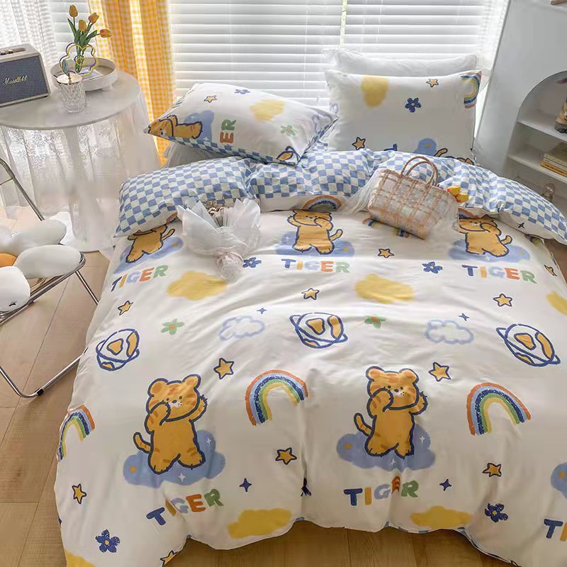 Bộ chăn ga gối cotton living nhập khẩu lonaabedding họa tiết hổ cute ( fullsize)