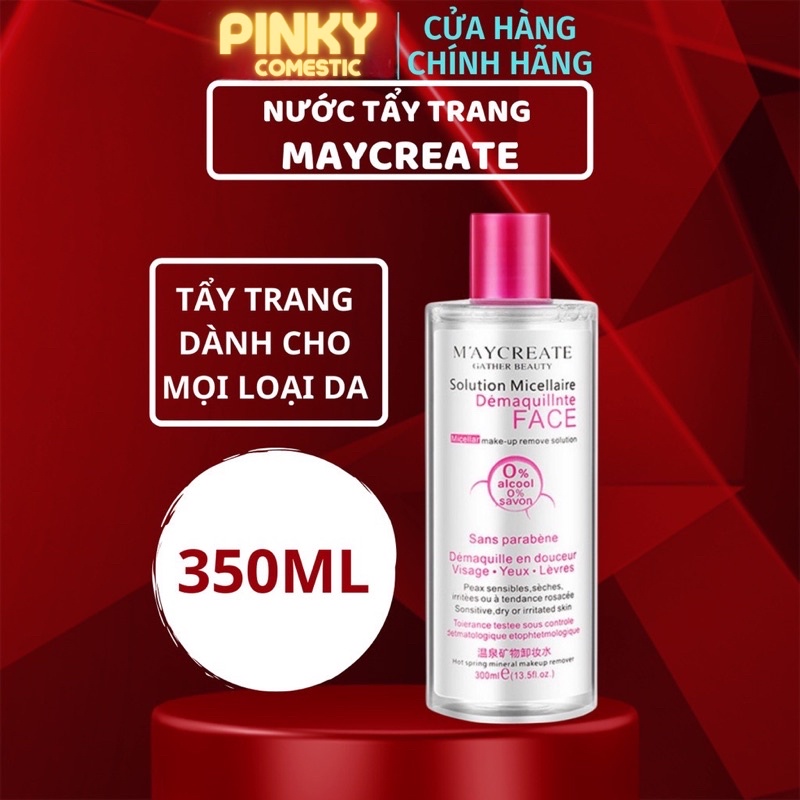 Nước tẩy trang MAYCREATE 300ml làm sạch lớp trang điểm trên da nhạy cảm không cồn