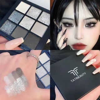 Mỹ Phẩm Trang Điểm Khói Lạnh Ngọt Ngào Phong Cách Âu Mỹ!Bảng Phấn Mắt Chín Màu Xi Măng Đen Trắng Xám Ngọc Trai Kim Loại