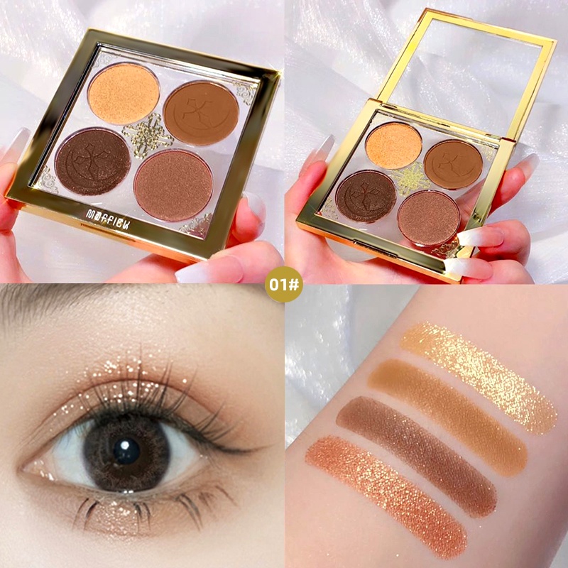 Bảng Phấn Mắt Bốn Màu Sắc Tông Lì/Hiệu Ứng Ngọc Trai Siêu Nhỏ Trang Điểm Xinh Xắn 4 Màu Tùy Chọn Cho Nữ