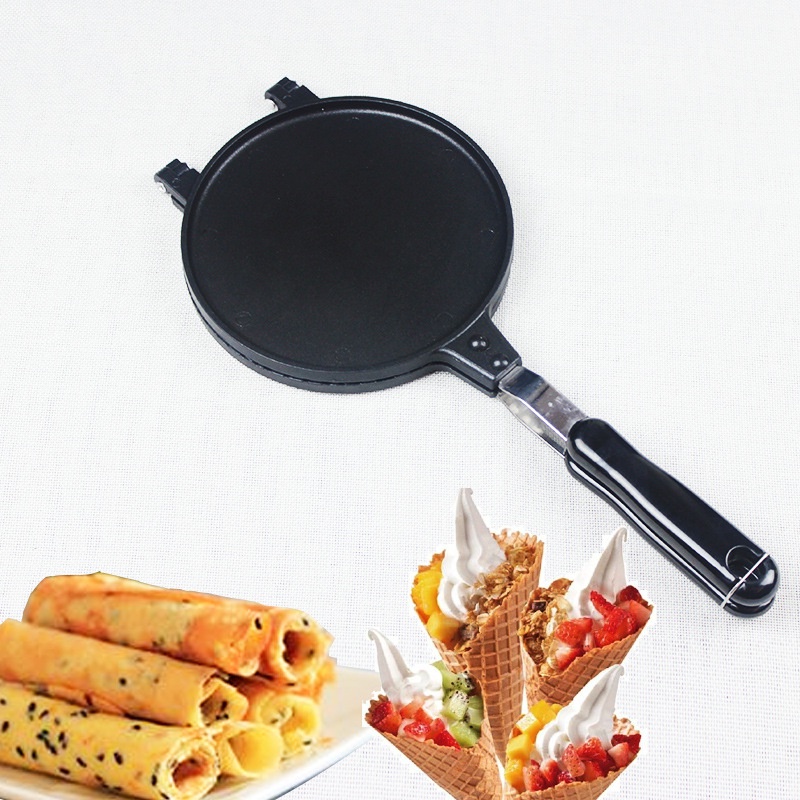 Chảo Nướng Bánh, Khuôn Nướng Bánh Ốc Quế Kẹp Cuốn Bằng Nhôm 22cm